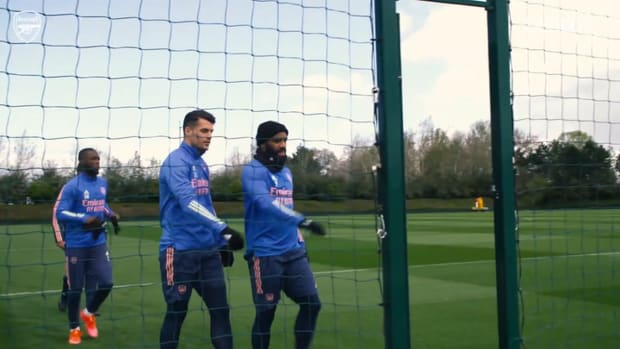 Lacazette in Arsenal training ahead of Villarreal semi-final